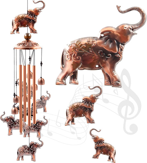 Wind Chimes Outdoor Clearance, Ukulork Elephants Aluminum Tube Windchime with S Hook,Patio Garden Decor, Housewarming Gift....