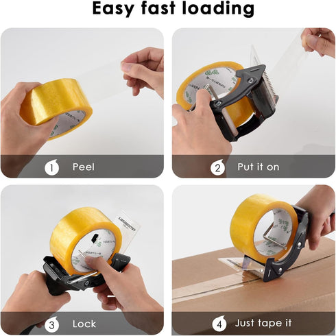 Rapid-Replace Packing Tape Dispenser Gun with Tape and Extra Blade, 2IN(50mm) Lightweight Ergonomic Industrial Handheld Heavy Duty Tape Cutter for...