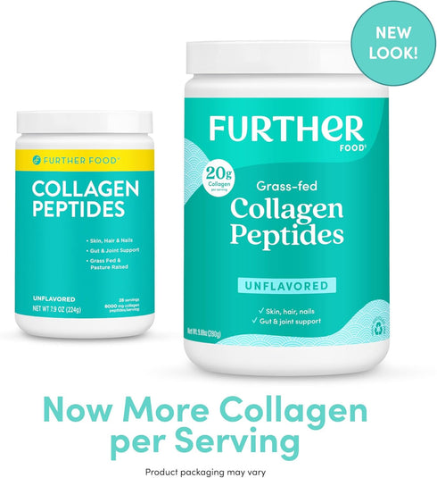 Further Food Unflavored Collagen Peptides Powder, Grass-Fed Pasture-Raised Hydrolyzed Type 1 & 3 Protein, Gut Health + Joint, Hair, Skin, Nails, P...