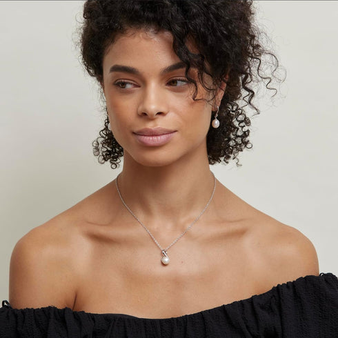 The Pearl Source Real Pearl Dangle Earrings for Women with Genuine AAA Quality White Freshwater Cultured Pearl...