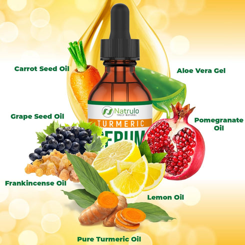 Turmeric Serum for Face & Body - All Natural Turmeric Skin Brightening Serum for Spots - Turmeric Facial Repair Serum Cleanses Skin, Fights Acne, ...