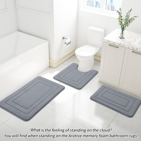 Arotive Memory Foam Bathroom Rug Mat 30x20, Ultra Soft and Absorbent Bath Mat, Machine Wash Dry, Comfortable Bath Rug Carpet for Bathroom Floor, T...