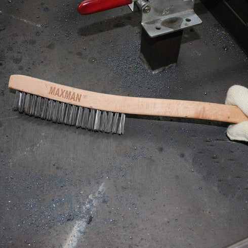 Wire Brush,Stainless Steel Wire Scratch Brush for Cleaning Rust with 14" Long Curved Beechwood Handle,Large...