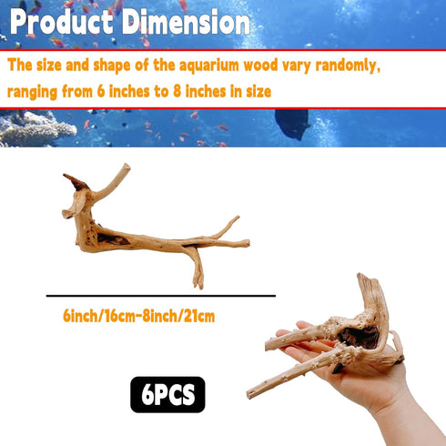 Hamiledyi 6 PCS Aquarium Driftwood Natural Spider Wood Branches Reptiles Aquarium Fish Tank Decoration Assorted(6 inch-8 inch)...