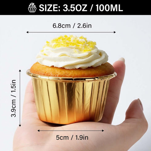 EUSOAR Gold Cupcake Cups, 3.5 Oz 50pcs Disposable Foil Muffin Liners, Gold Cupcake Baking Cups, Ramekin Aluminum Cupcake Tip Pan Ramekin Holders, ...