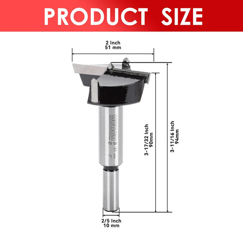 2" (51mm) Forstner Drill Bit for Precise Woodworking with Durable YG8 Carbide Thickness of 2.0mm,This Hinge Cutter Tool is Ideal for Hard Wood, Pl...