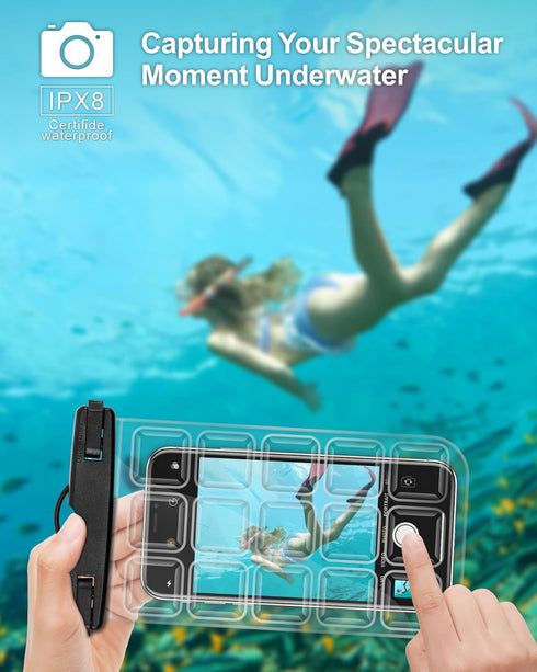 F-color Waterproof Phone Pouch - IPX8 Waterproof Phone Case - Underwater Photography Screen Touchable with Bubble Grids, Cell Phone Waterproof Pou...