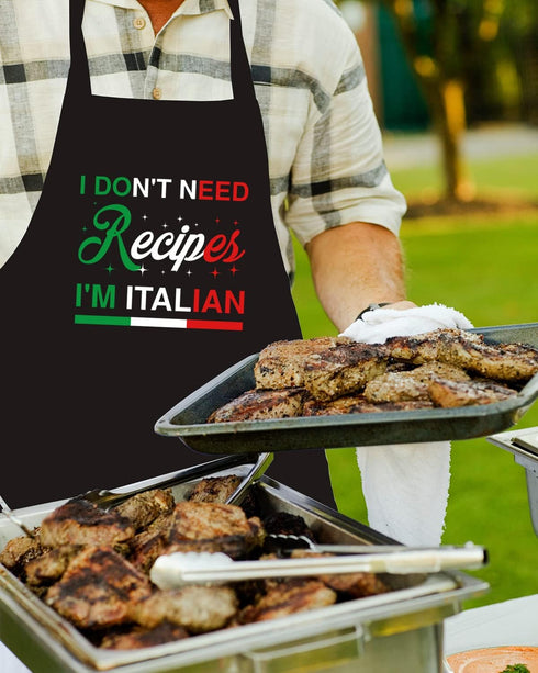 Chef Apron for Men - Italian Gifts for Women, Italian Party Decorations, Funny Pizza Apron for Cooking BBQ Grill Kitchen Dad Mom Father Husband Wi...