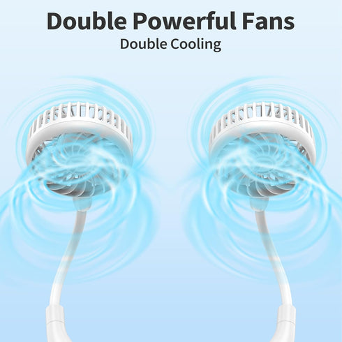 Portable Neck Fan, Battery powered Rechargeable Fan,Hand Free Personal Fan, Adjustable, Wearable Fan for Travel Sport Work Women Kids (White)...