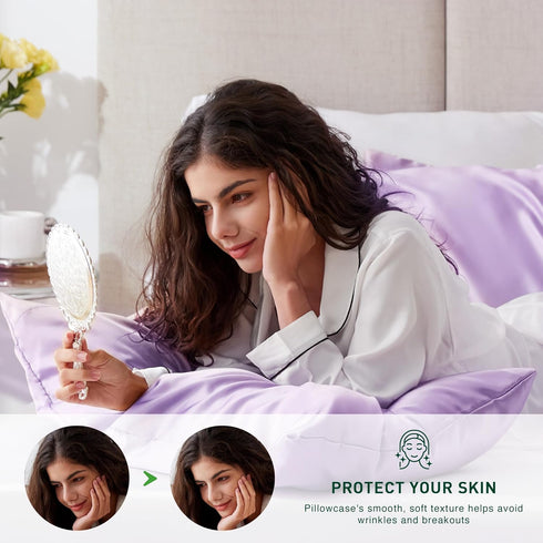 Love's cabin Satin Pillowcase for Hair and Skin, Similar to Silk Pillow Cases 2 Pack, Pillow Cases Standard Size Set of 2, Satin Cooling Pillow Co...