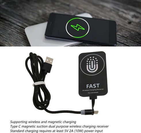 Type C Wireless Charging Receiver, Thin Wireless Charging Receiver, Type C Magnetic Suction, Magnetic Charging Back Patch for Phone...