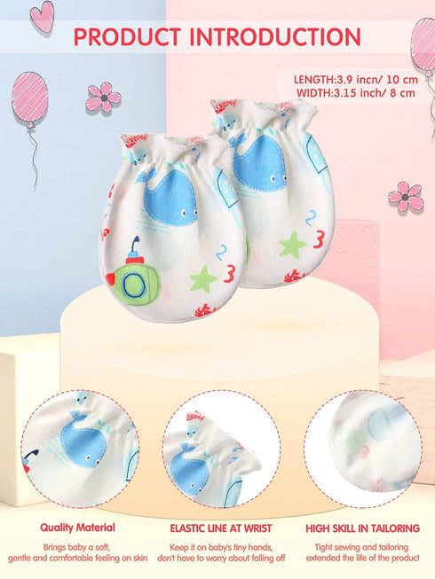 Syhood 20 Pairs Newborn Baby No Scratch Mittens Boy Girl Infant Toddler Unisex Elastic Cotton Wrist Gloves Set for 0-6 Months...