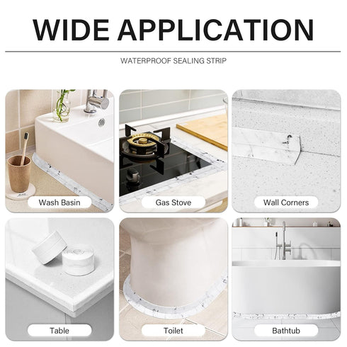 3 Rolls 10.5 Feet Caulk Tape Toilet Caulking Strip Self Adhesive Caulk Strip Bathroom Caulk Tape Sealing Strip Bathtub Tape Peel and Stick Caulk S...