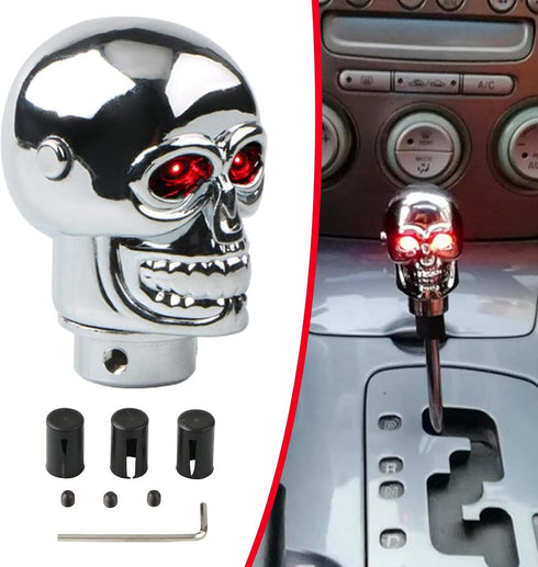 Pack of 1 Shift Head Replacement, Skull Shift Knob Gear Stick, with Led Light, Universal for Most Cars (Red)...