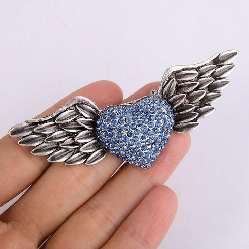 EVER FAITH Austrian Crystal Victorian Style Love Heart Angel Wing Stunning Brooch...