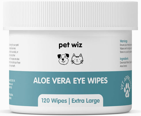 pet wiz Aloe Vera Eye Wipes for Cleaning Dogs & Cats - Extra Large...