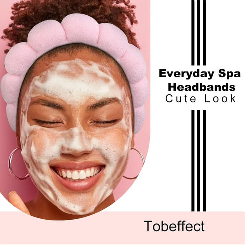 Tobeffect 2 Packs Spa Headbands for Washing Face, Facial Makeup Head Bands Puffy Terry Cloth Hair Bands Set Skincare Hair Accessories for Women Gi...