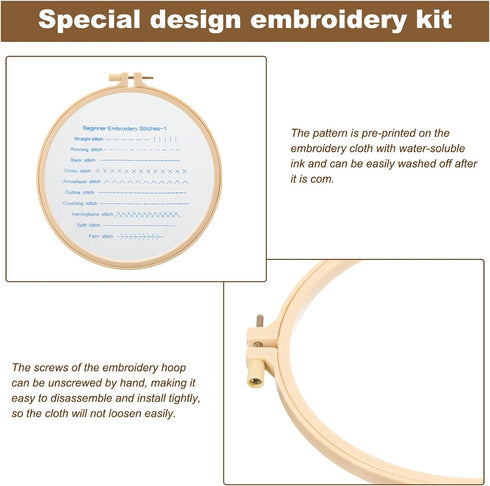 PATIKIL Embroidery Kit for Beginners, 3 Sets Cross Stitch Kits for Beginners Embroidery Kits Hand Stamped Pattern Learn to 30 Stitches with Instru...