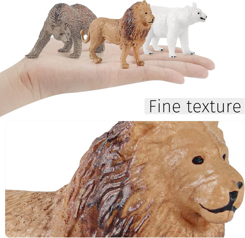 Wildlife Animal Model Toy Playsets 13 PCS Realistic Animal Figure Toys Lion Elephant Rhinoceros Hippo Desktop Decoration Collection Party Favors T...