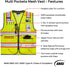 Reflective Safety Vest Yellow Mesh, High Visibility Vest with Pockets and Zipper, Padded Neck, Construction Work Vest ANSI Class 2, Yellow with Or...