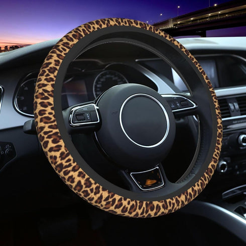 Leopard Steering Wheel Covers Non Slip Neoprene Steering Wheel Protector Cover Universal 15 Inch for Men Women...