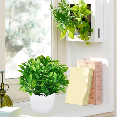 MARTINE MALL 10.3 Inches Faux Eucalyptus Plants Potted Artificial Plants in Pot Faux Plants Indoor Fake Potted Plants Fake Green Plant Bonsai with...