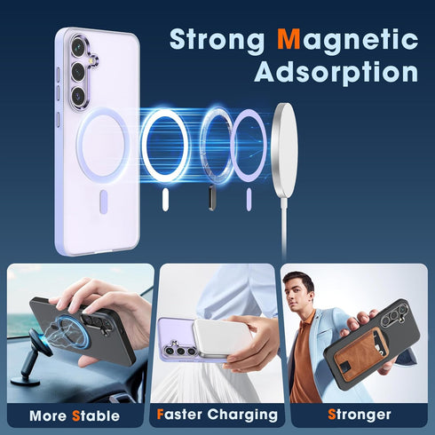 MILPROX Magnetic Case for Samsung Galaxy S24, ?Free Screen Protector? ?Compatible with MagSafe? Metal Frame Lens & Button Translucent Matte Back? ...