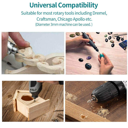20PCS HSS Rotary Burr Set, Carving Bits and Engraving Router Bit Set for Rotary Tool Accessories with 1/8"(3mm) Shank for Woodworking, Engraving, ...