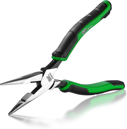 SK 8-Inch Long Nose Pliers, Needle Nose Pliers, Premium CR-V Steel Construction, Ergonomic Non-slip Handle for Comfortable Grip...