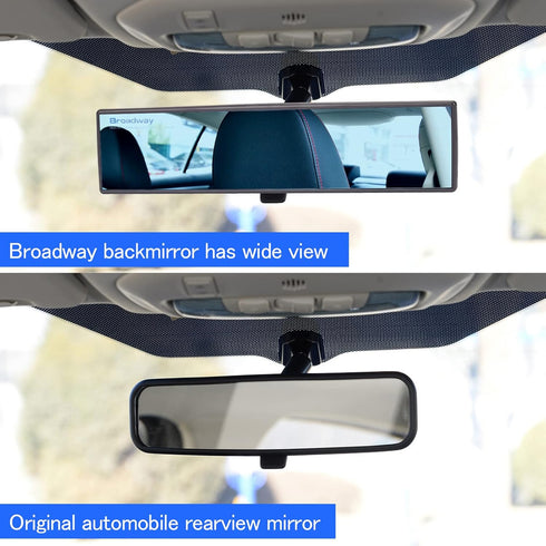 Broadway Car Rear View Mirror HD Anti Glare Universal 12 Inch large Field of View Panoramic Rearview Mirror with Wide Angle Blue Tint for Car SUV ...