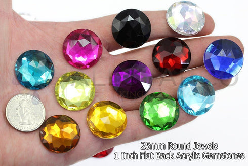 25mm Pink Hot H114 Flat Back Round Acrylic Rhinestones Plastic Circle Gems for Costume Making Cosplay Jewels Pro Grade Embelishments - 20 Pieces (...