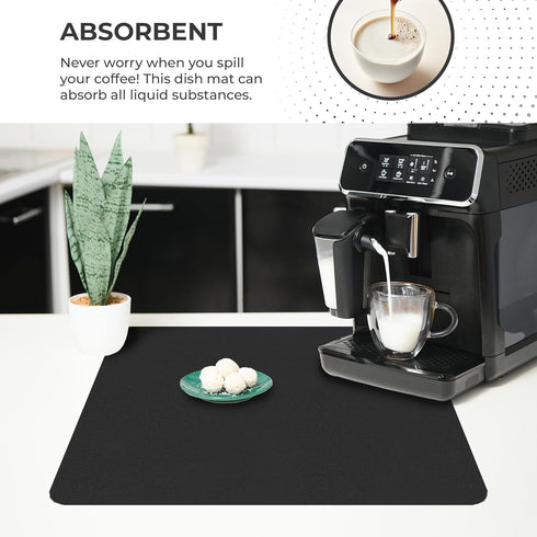 Super Absorbent Dish Drying Mat – 16X12 Coffee Mat for Countertops – Non-Slip Drying Mat for Kitchen Counter – Easy to Clean Water Absorbent Mat (...