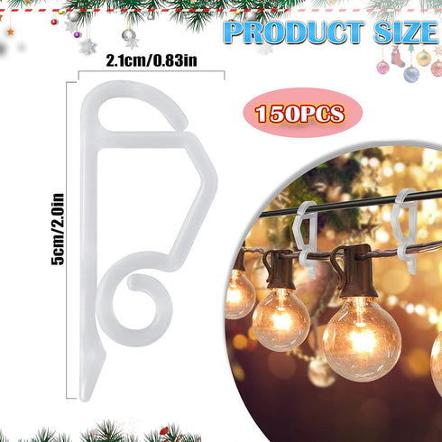 Yotako 150 Pcs Christmas Light Clips Gutter Clips for Hanging Outdoor Lights Christmas Light Hooks Weatherproof for Christmas Decoration...