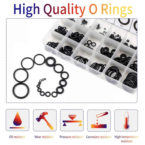 HongWay 770pcs Rubber O Ring Assortment Kits 18 Sizes Sealing NBR Gasket Washers for Car Auto Vehicle Repair, Professional Plumbing, Air or Gas Co...