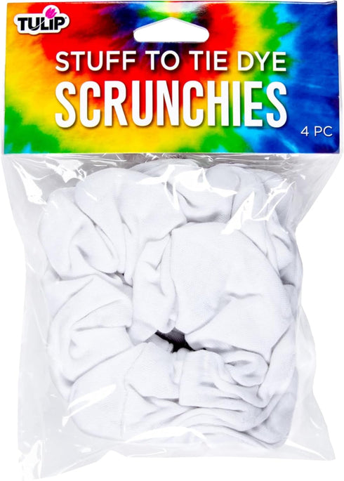 Tulip Scrunchies 4 Pack Tie Dye Accessory, 4 Count (Pack of 1), White...