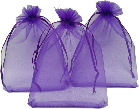 Ankirol 100pcs Sheer Organza Favor Bags 5x7'' For Wedding Gift Bags Samples Display Drawstring Pouches (purple)...
