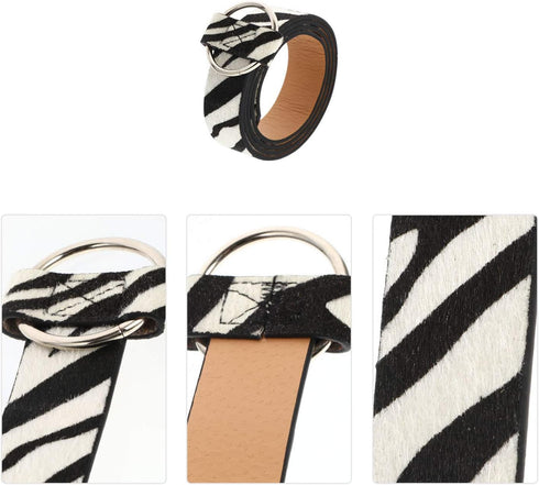 Women Leather Belt Zebra Printed Fashion Wide Waist Belt with Metal Buckle for Jeans Pants Women Girls Birthday...