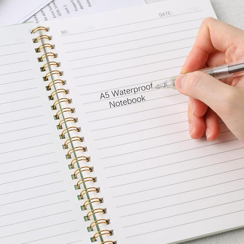 Koogel Spiral Notebook A5, Waterproof Notepad Ruled Notebook 60 Sheets Stone Paper All Weather Notebook for School Office Camping Outdoor Activiti...