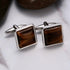 Stainless Steel Cufflinks for Men, Square Cufflinks Brown Amber Cufflinks Tuxedo Wedding Cufflinks Gift for Groom Husband Father Boyfriend...