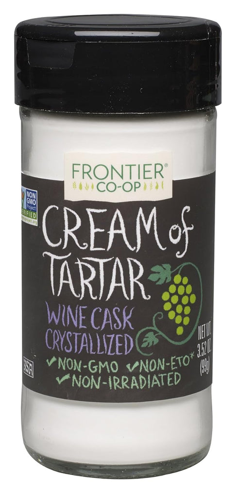 Frontier Co-op Cream of Tartar, 3.52-Ounce Jar, Wine Cask Crystallized Leavening Agent, Distince Tangy Flavor...