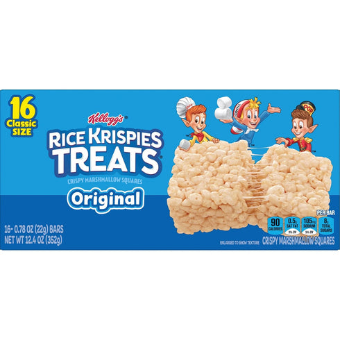 Rice Krispies Treats Crispy Marshmallow Squares, Kids Snacks, Snack Bars, Original, 12.4oz Box (16 Bars)...