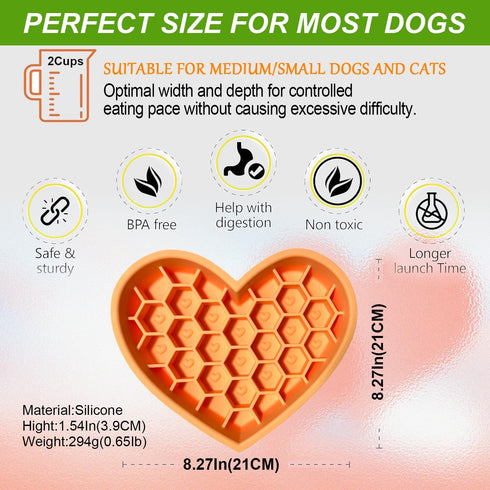 Silicone Slow Feeder Dog Bowls & Cat 2-in-1 Puzzle Dog Bowls Pet Food Bowls Encourages Slow Eating Lick Mat Design, Reduces Gulping, Dishwasher Fi...