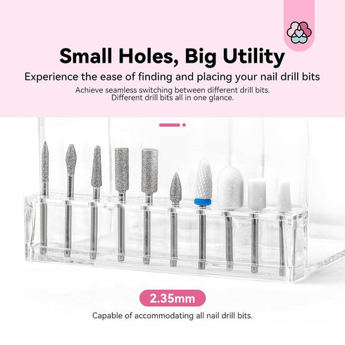 Saviland Nail Drill Holder: Nail Organizers and Storage Nail Tool Organizer Nail desk Organizer for Nail Tech Supplies 10 Holes Nail Bit Holder Ea...