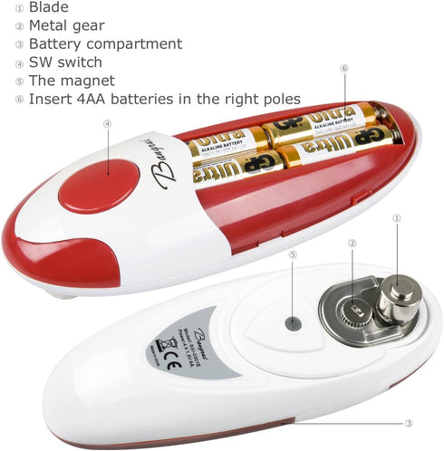 Kitchen Automatic Safety Cordless One Tin Touch Electric Can Opener&Bangrui Professional Electric Can Opener.One-touch switch .Smooth can edge.Bei...
