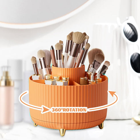CenYouful Makeup Brush Holder Organizer,5 Slot 360° Rotating Make up Brushes Cup, Makeup Organizer Countertop for Cosmetics, Nail Polish, Art Supp...