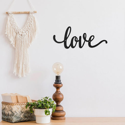Metal Wall Decor Rustic Letter Signs Black Wall Art Hanging Word Cutout Decoration for Home (Love Style)...