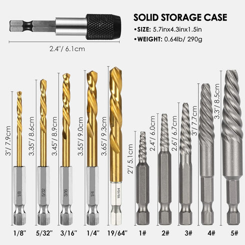 THINKWORK Easy Out Screw Extractor Set, Broken Bolt Extractor Kit, Easy Out Bolt Extractor Set & Left Hand Drill Bit Set for Removing Stripped Scr...
