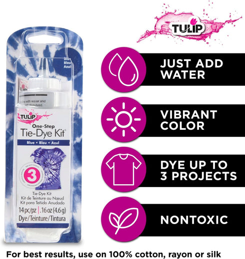 Tulip One-Step Tie-Dye Kit, Vibrant Colors for Fabric 4 fl oz, Blue...