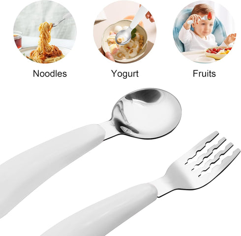 VANRA 2 Pieces Toddler Fork and Spoon Set with Travel Case 18/8 Stainless Steel Toddler Utensils Kids Silverware Children Flatware Child Cutlery S...