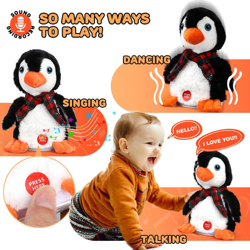 TOY Life Plush Penguin Baby Musical Talking Toys Infant Toys for Baby 24 Months - Stuffed Newborn Toys with Dancing Singing Toys for Babies Boys G...